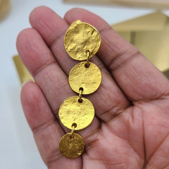 Kenneth Lane Goldtone Coin Drop Clip On Earrings - Picture 4 of 8